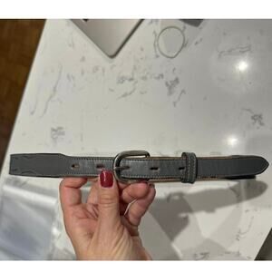 Dundee Vintage Gray Leather Chainstitch Western Belt, EUC